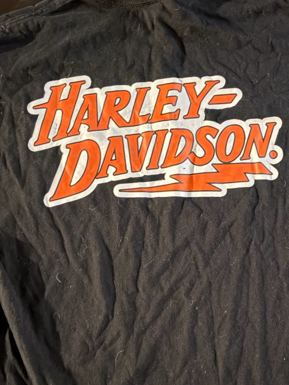 Harley-Davidson Black T-Shirt with Orange and White Logo